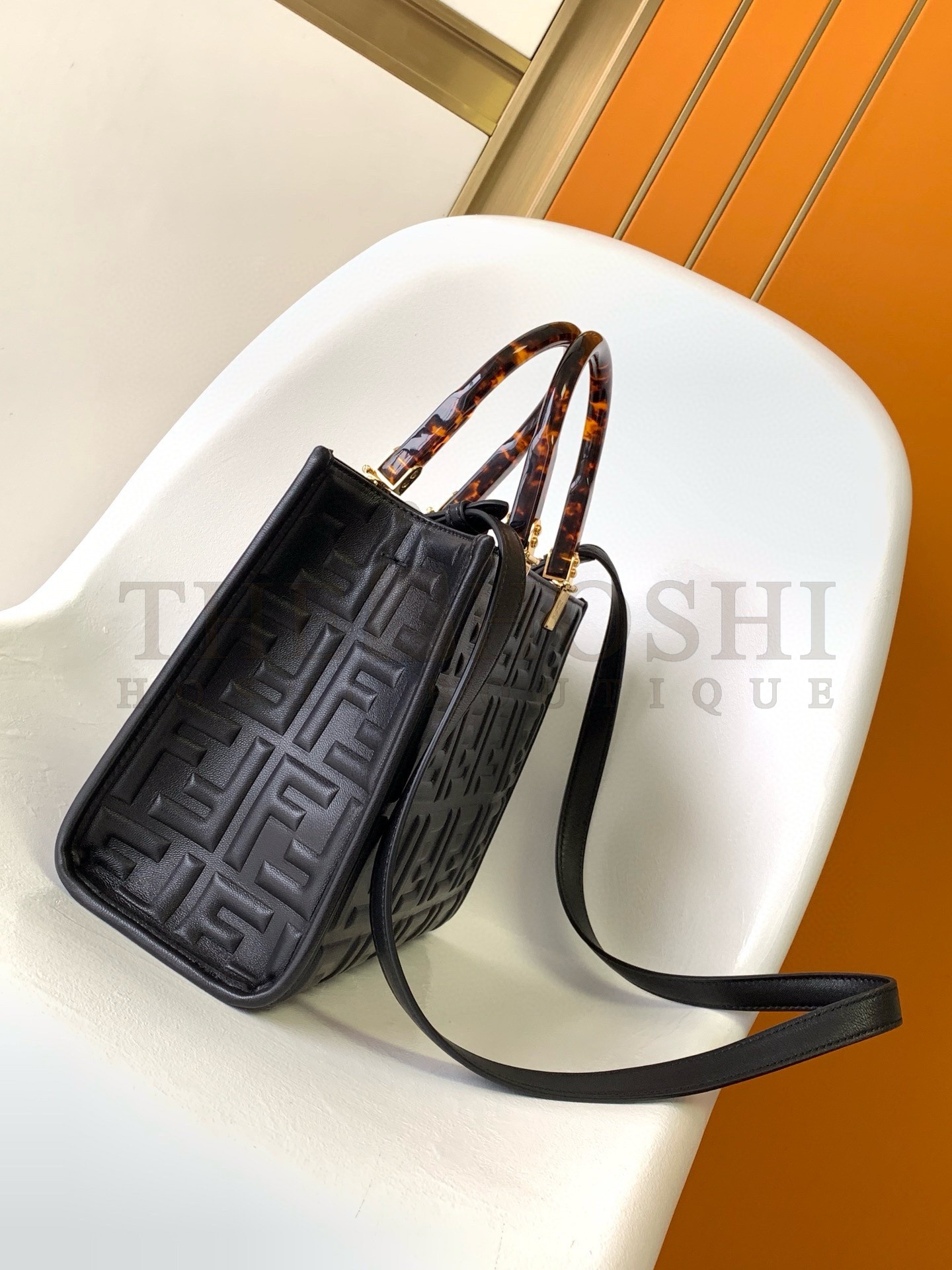 F**di Sunshine Small Tote Bag In Black FF Calfskin Master Quality