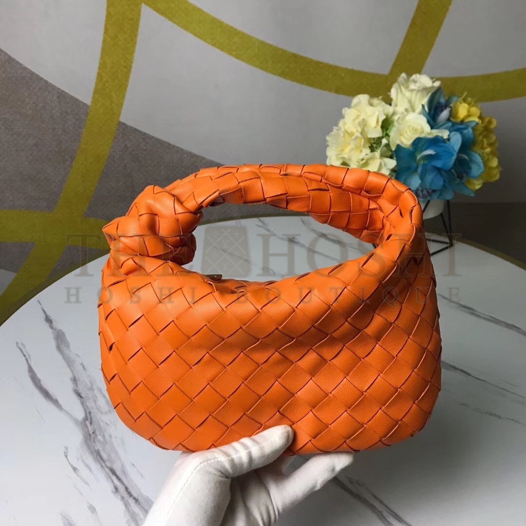 B0tt*ga Ven*ta Mini BV Jodie Bag In Orange Woven Leather Master Quality