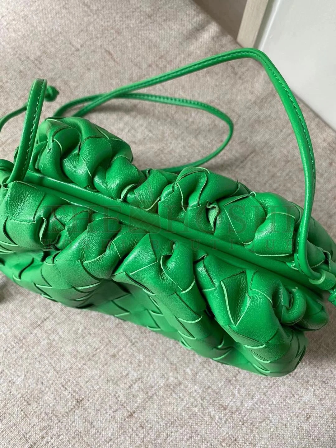 B0tt*ga Ven*ta Mini Pouch with Strap in Parakeet Intrecciato Lambskin Master Quality