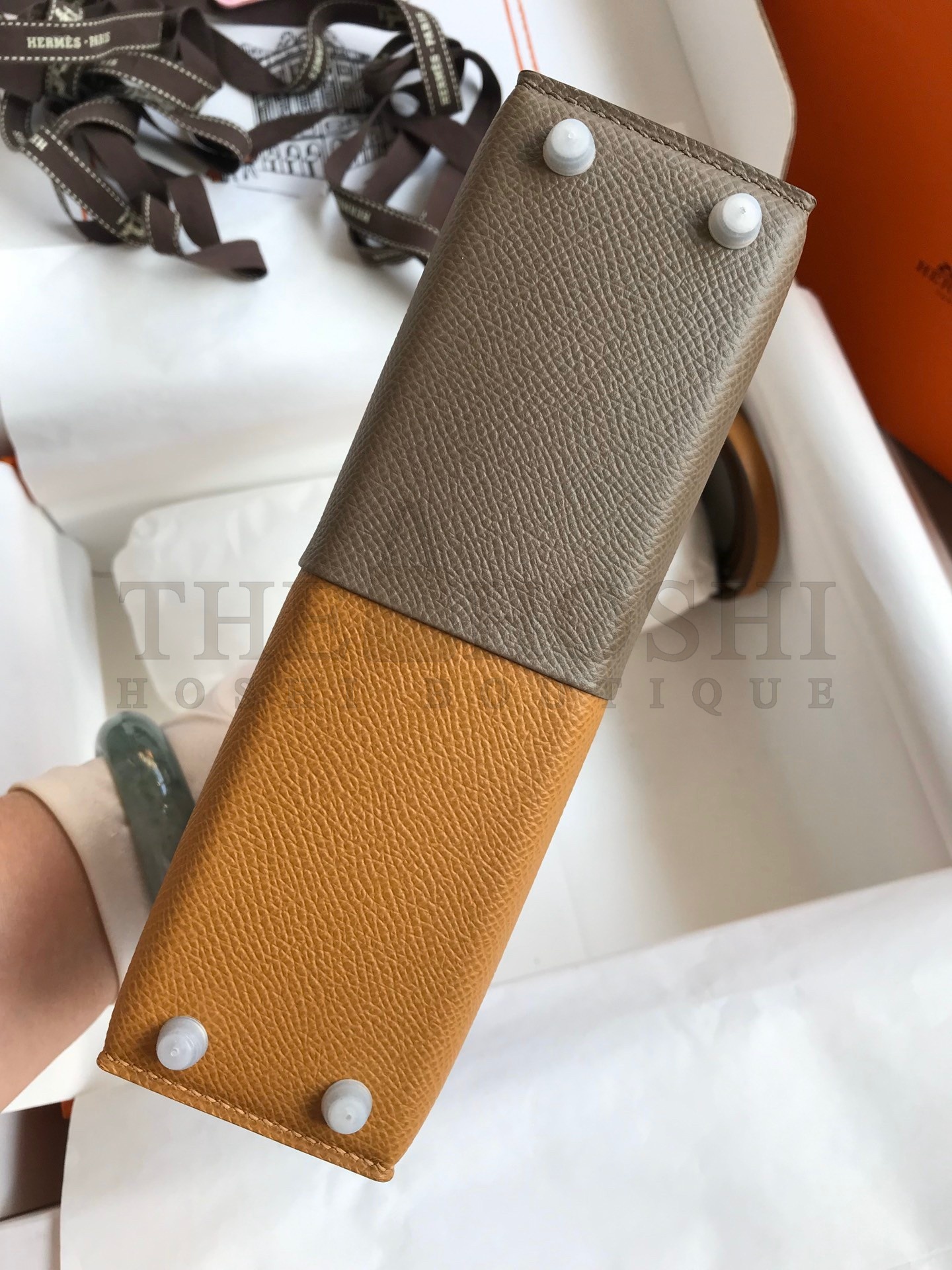 H**me5 Kelly Mini II Sellier Tri-color Bag In Taupe/Sesame/Blue Nuit Epsom Calfskin Master Quality