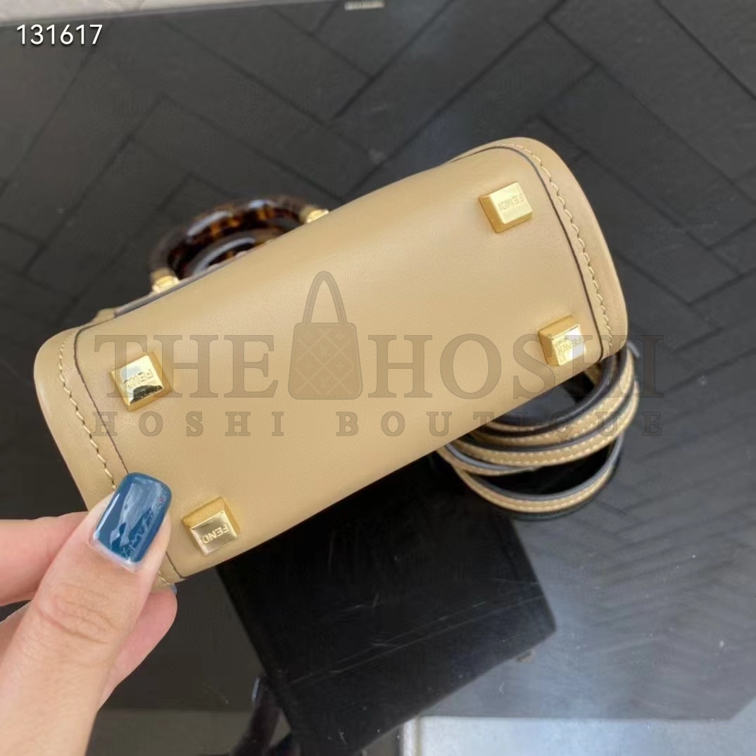 F**di Women Mini Sunshine Shopper Pale Pink Leather Mini Bag Master Quality