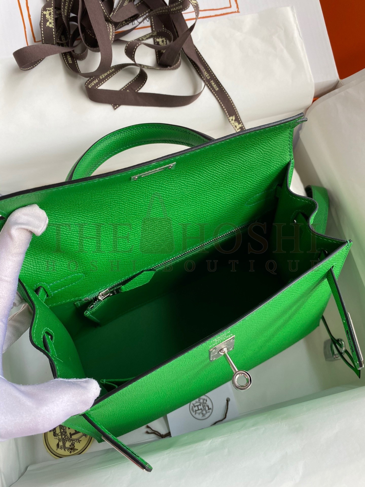 H**me5 Epsom Kelly 25cm Sellier Handmade Bambou Bag Master Quality