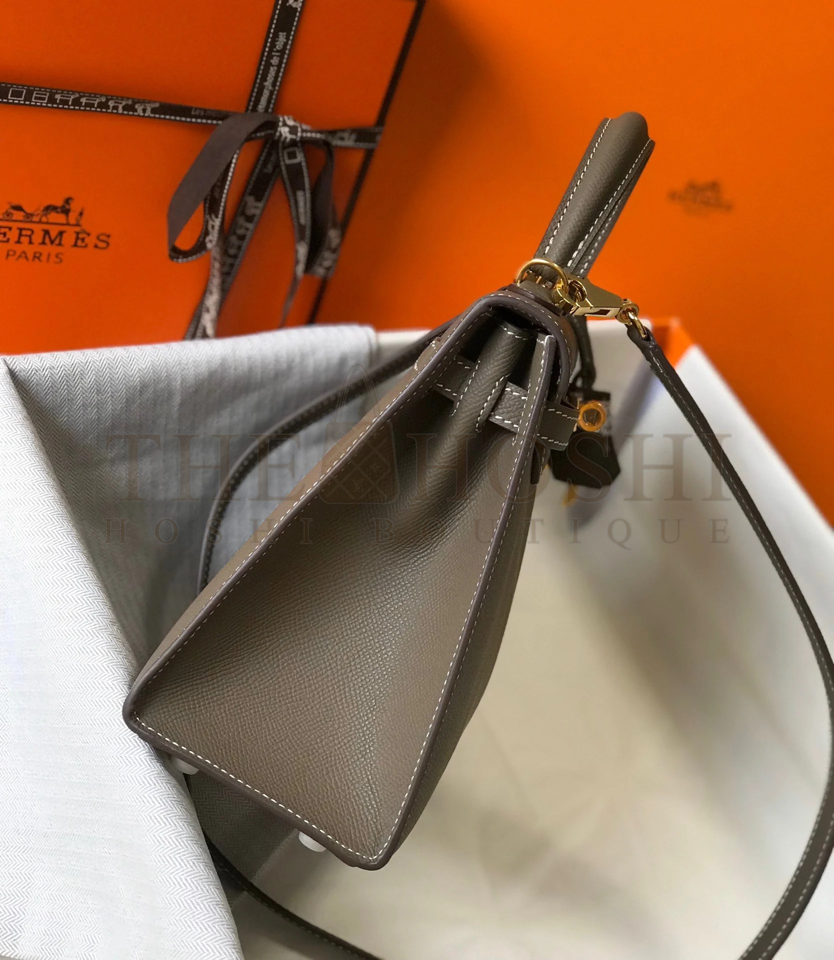 H**me5 Kelly 25cm Sellier Bag in Taupe Epsom Calfskin GHW Master Quality