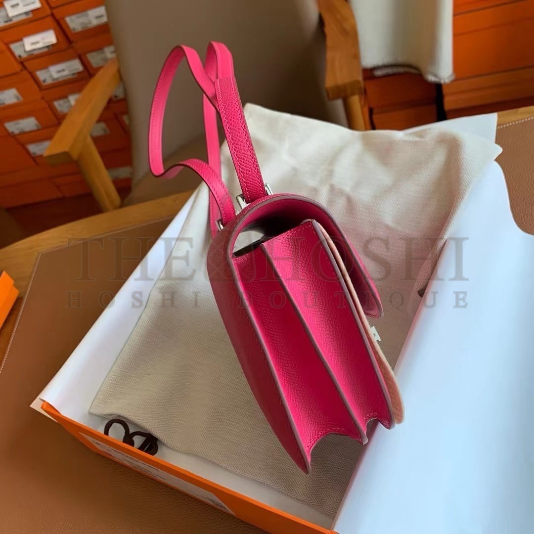 H**me5 Constance Enamel 18 Handmade Bag In Rose Mexico Epsom Calfskin Master Quality