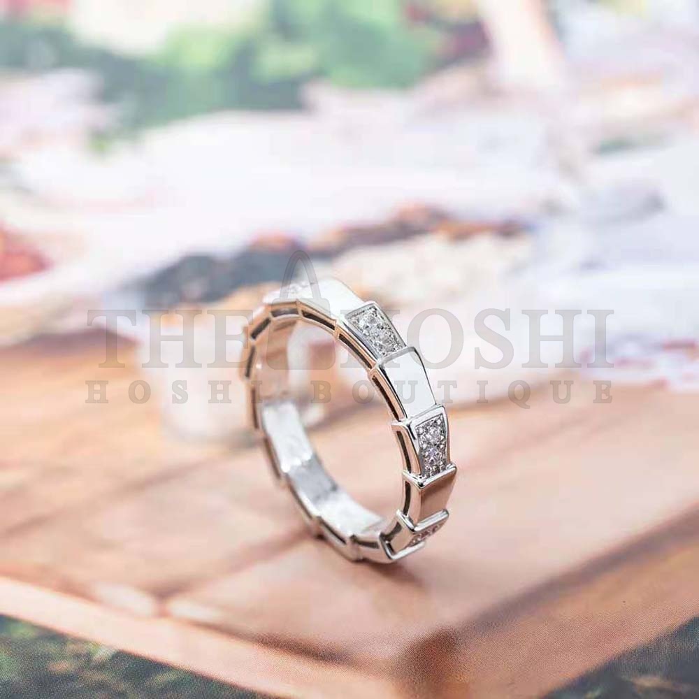 Bv1g*ai Women Use of Unconventional Materials Serpenti Viper Ring-Silver Master Quality