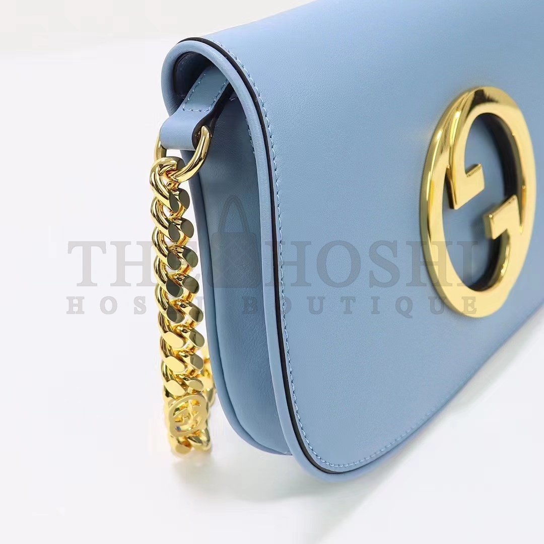 Gvc*1 Women GG Blondie Shoulder Bag Blue Leather Round Interlocking G Master Quality