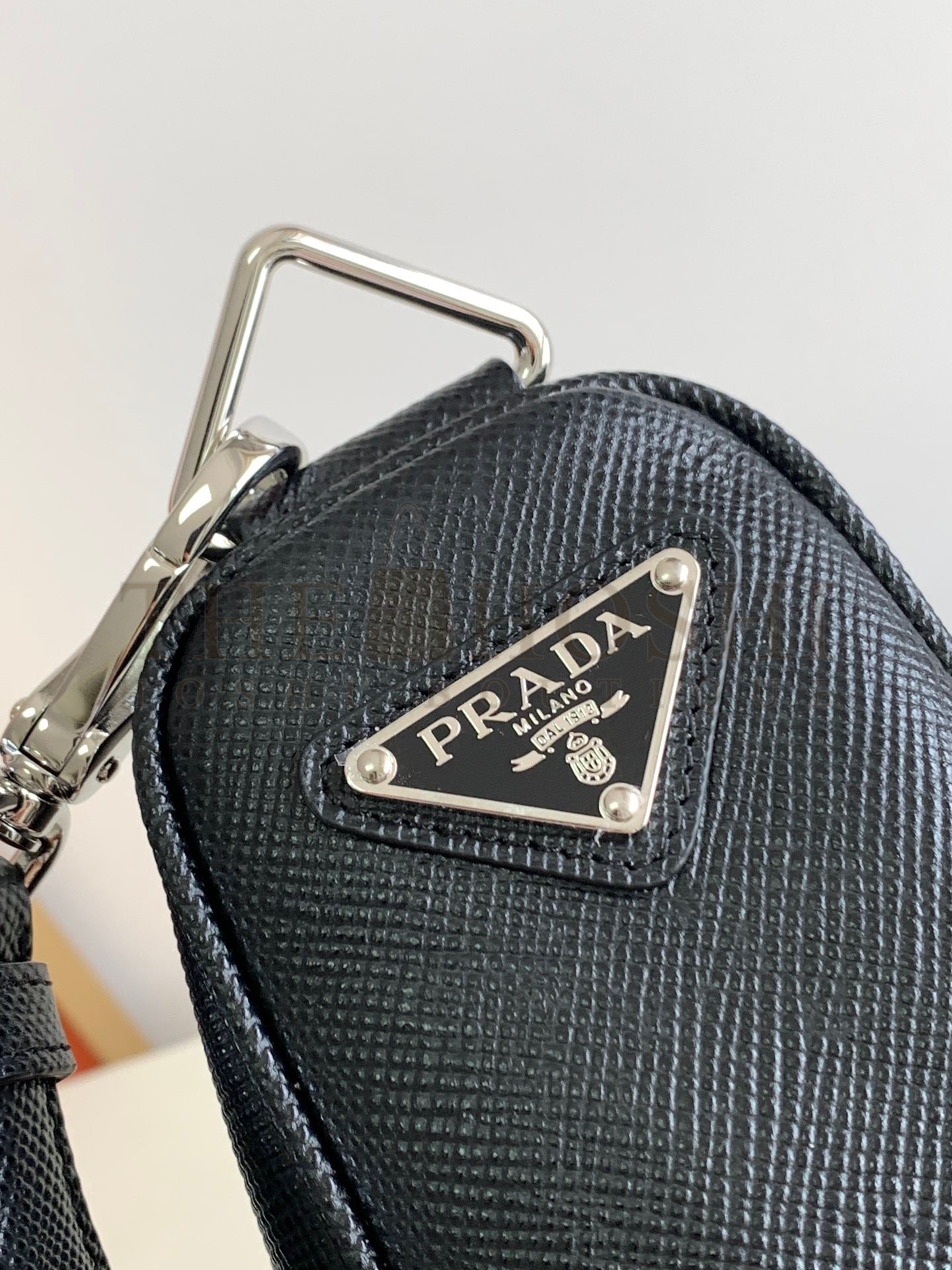 Pra*a Triangle Shoulder Bag In Black Saffiano Leather Master Quality