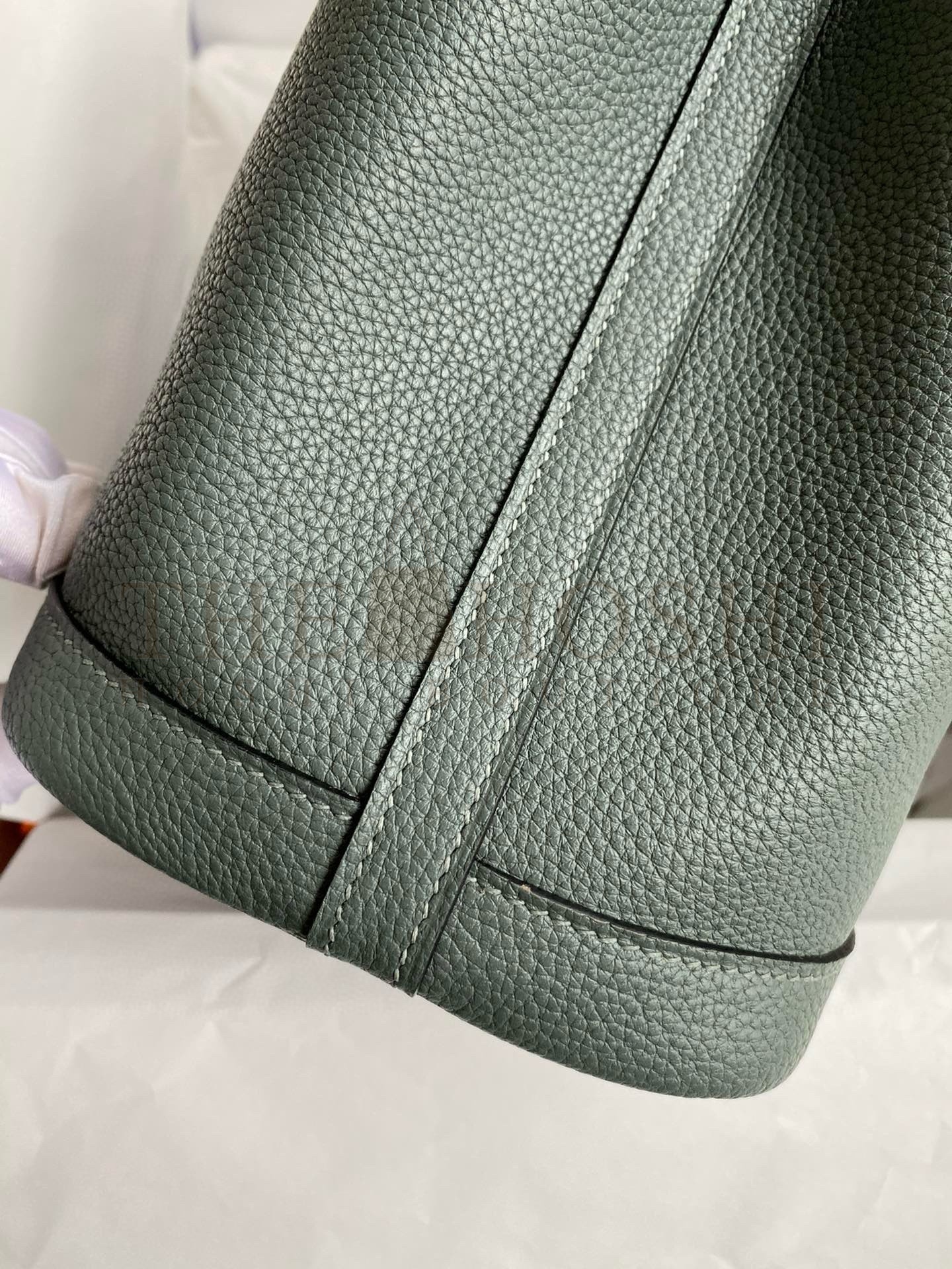 H**me5 Garden Party 30 Handmade Bag in Vert Amande Clemence Leather Master Quality