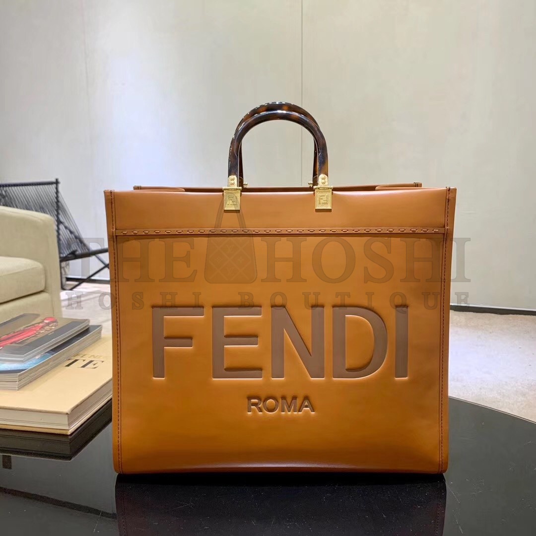 F**di Sunshine Large Tote Bag In Brown Calfskin Master Quality