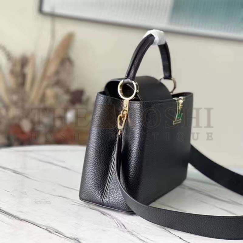 L0vis Vvtt0n LV Women Capucines BB Handbag Black Taurillon Cowhide Leather Master Quality