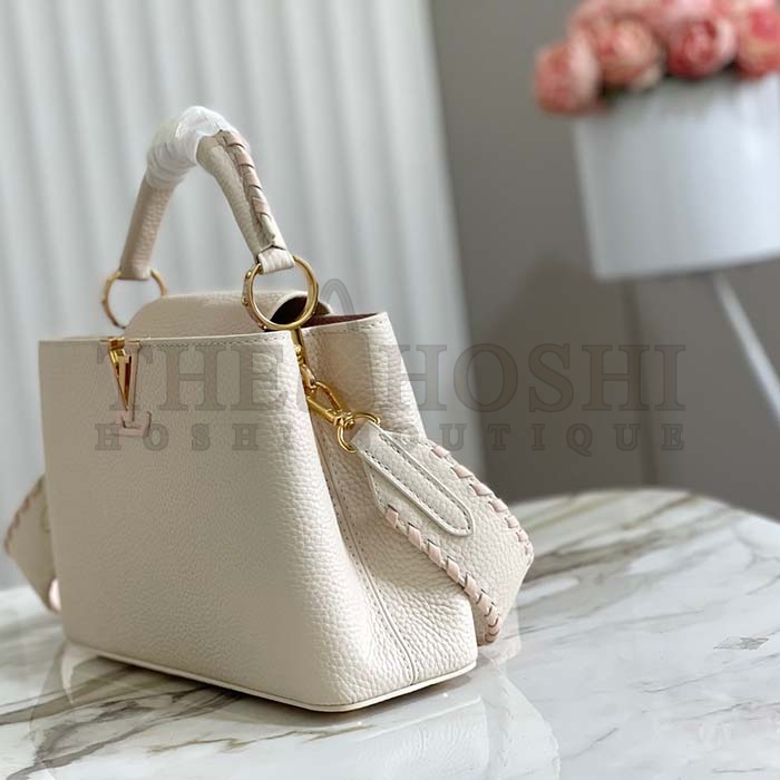 L0vis Vvtt0n LV Women Capucines BB Handbag Cream Beige Pearly Pink Taurillon Leather Master Quality