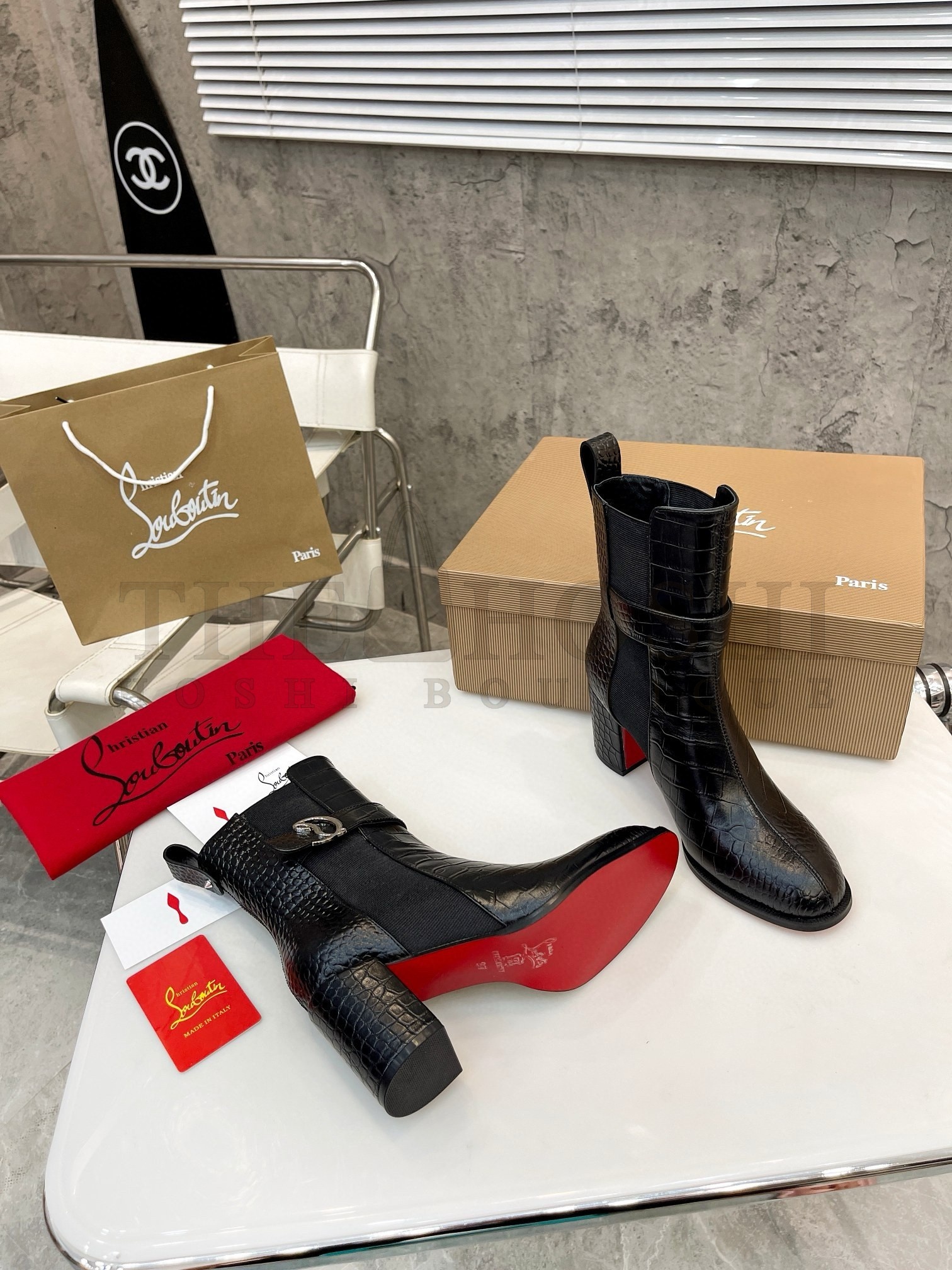 Chr1st1an Louboutin CL Chelsea Ankle Boots 70MM in Alligator Embossed Leather Master Quality
