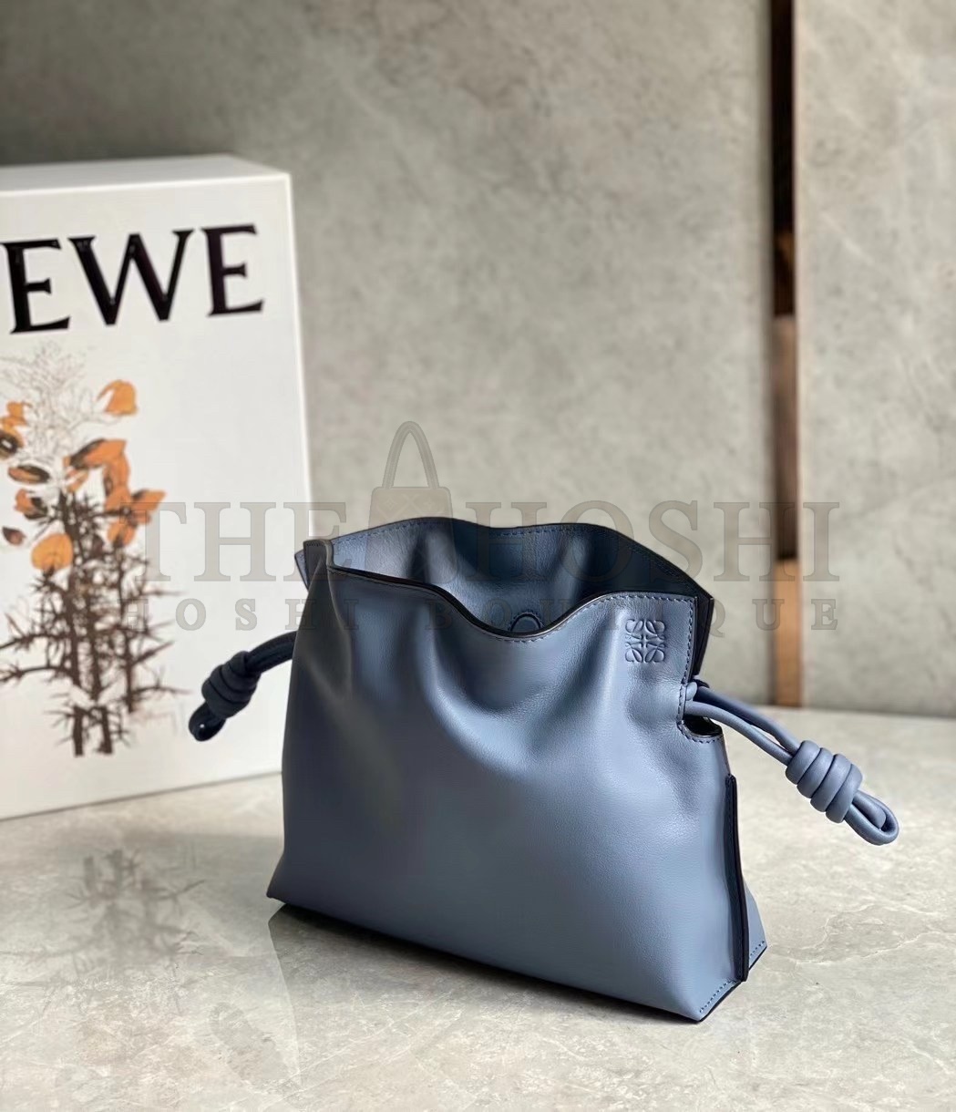 L0ew* Flamenco Mini Clutch In Atlantic Blue Nappa Leather Master Quality