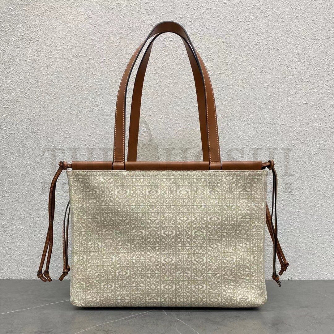 L0ew* Cushion Medium Tote In Beige Anagram Jacquard Master Quality