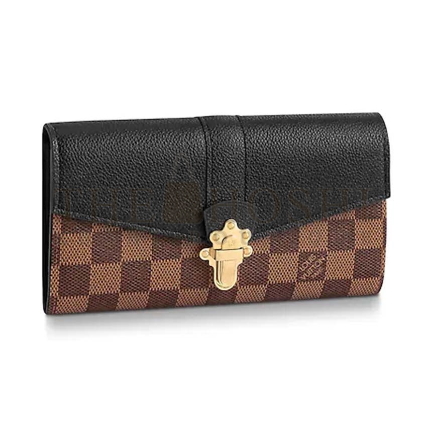 L0vis Vvtt0n LV Women Clapton Wallet in Damier Ebène Coated Canvas Master Quality