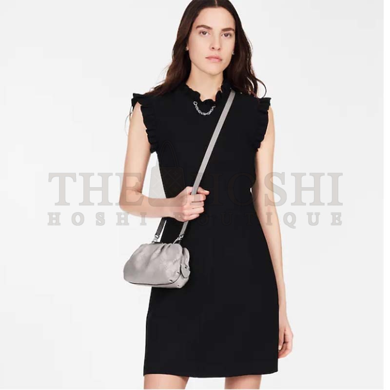 L0vis Vvtt0n LV Women Scala Mini Pouch Gris Souris Mahina Perforated Calf Leather Master Quality