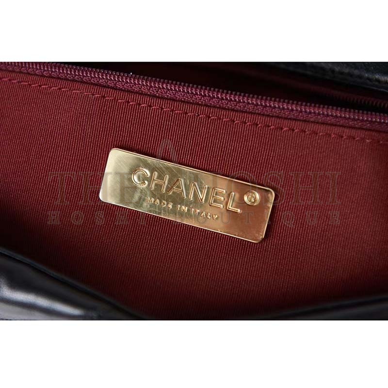Ch**el Women 19 Large Handbag Black Lambskin Gold Silver-Tone Ruthenium-Finish Metal Master Quality