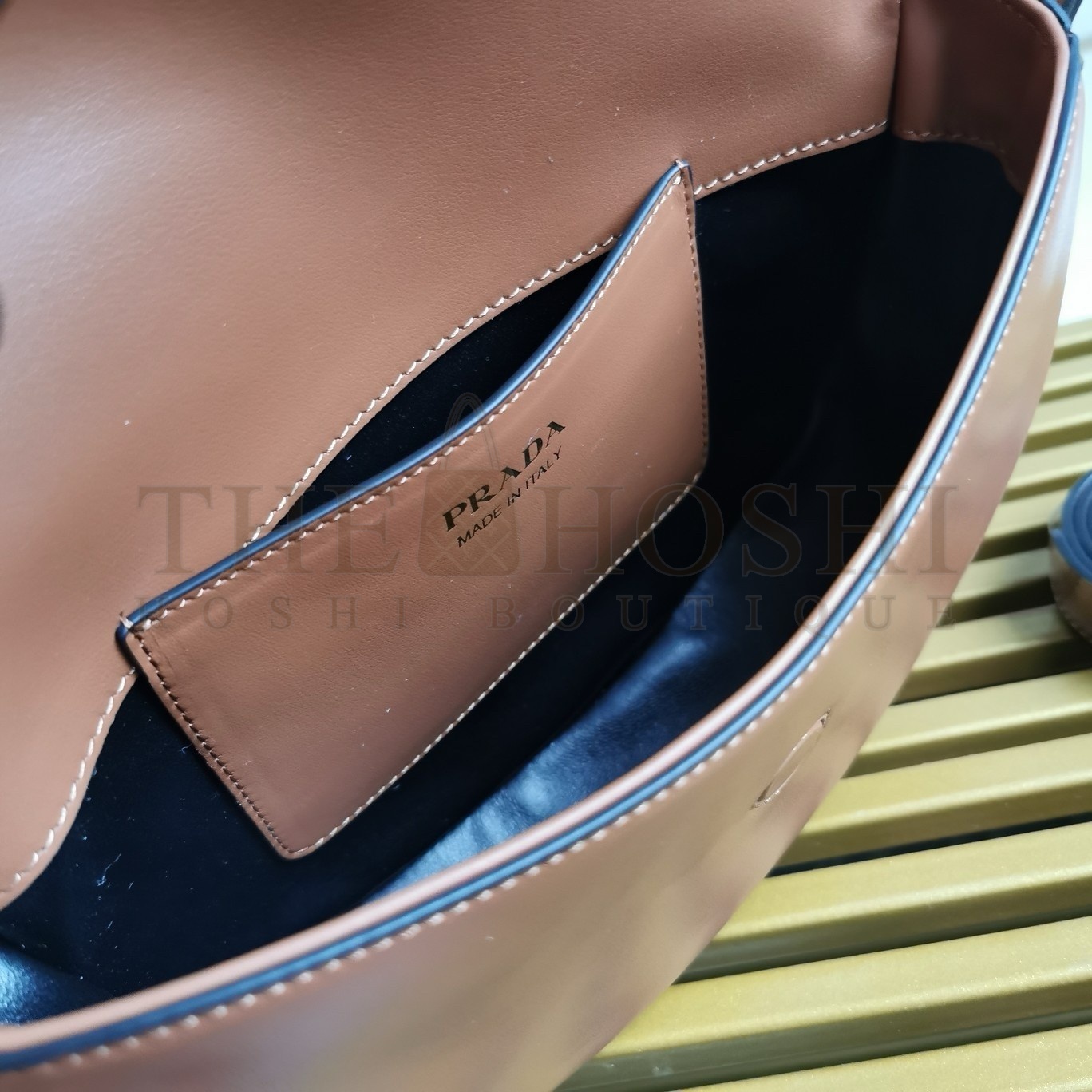 Pra*a Arque Shoulder Bag with Flap in Brown Leather Master Quality