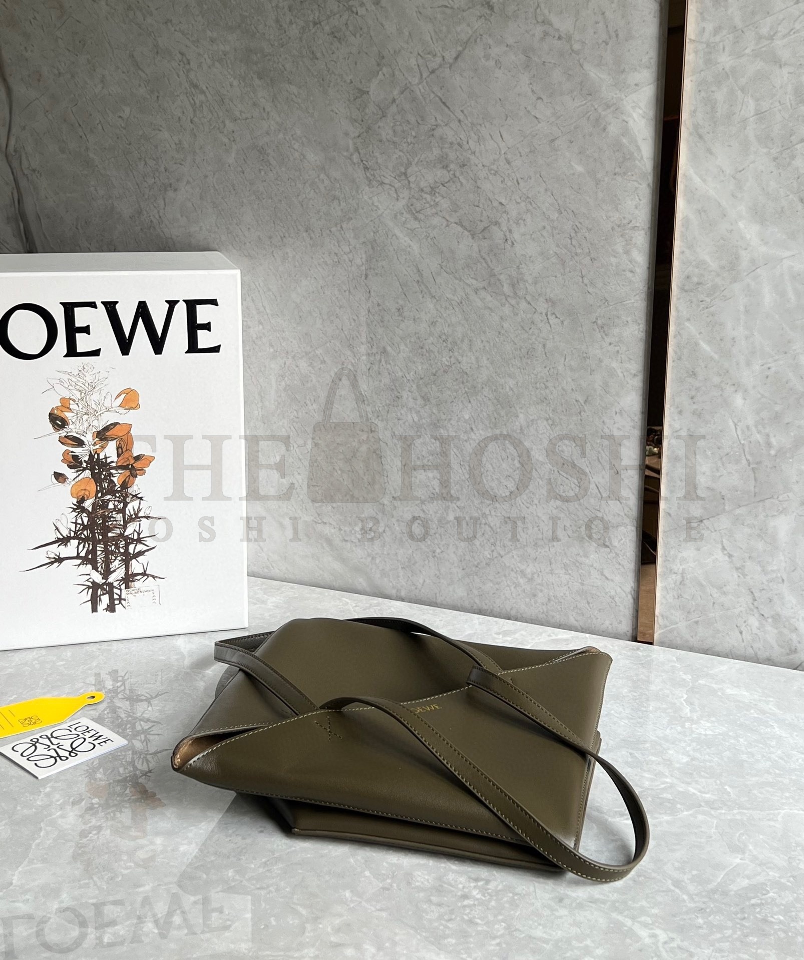 L0ew* Medium Puzzle Fold Tote Bag in Dark Green Calfskin Master Quality