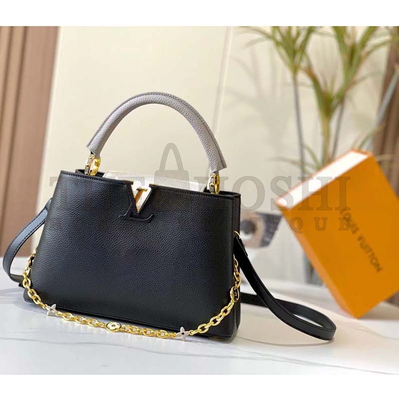 L0vis Vvtt0n LV Women Capucines MM Handbag Black Gray Taurillon Leather Master Quality