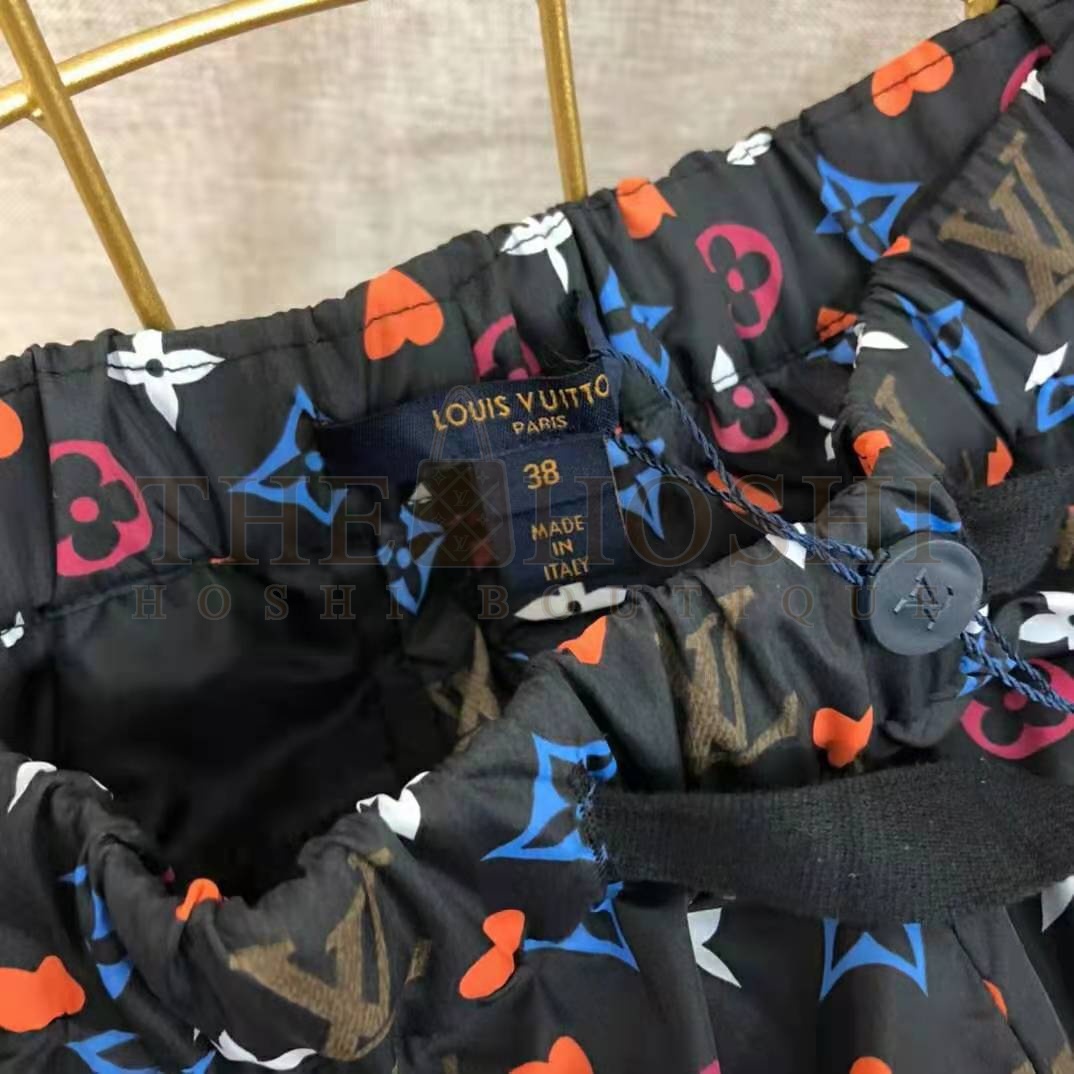 L0vis Vvtt0n Women Game On D-Ring Drawstring Jogging Shorts Monogram Canvas-Black Master Quality