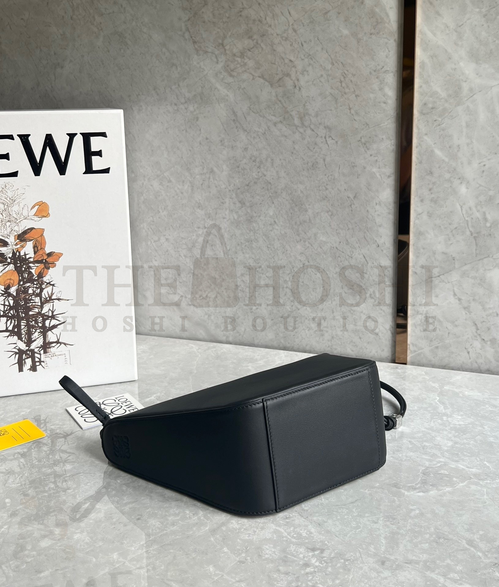 L0ew* Mini Hammock Hobo Bag in Black Calfskin Master Quality