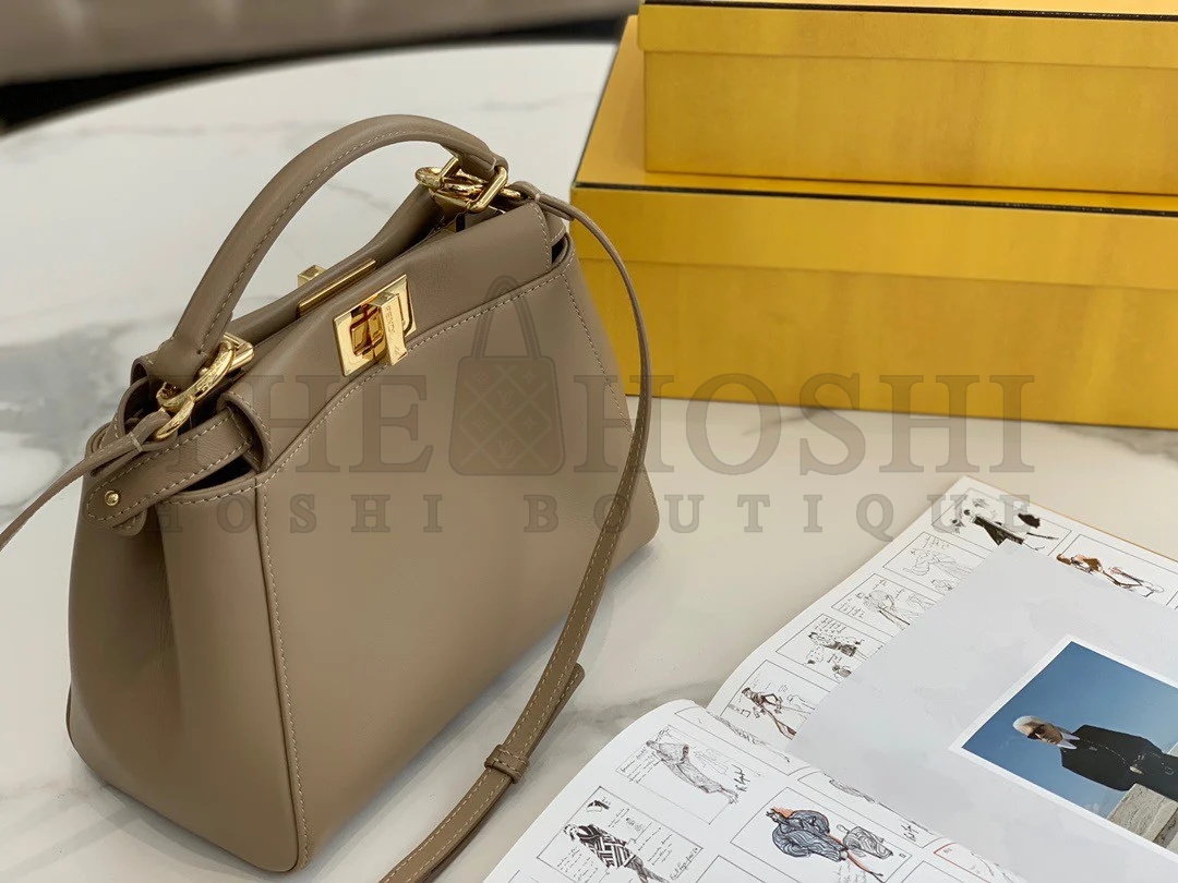 F**di Peekaboo Mini Bag In Dove Grey Nappa Leather Master Quality