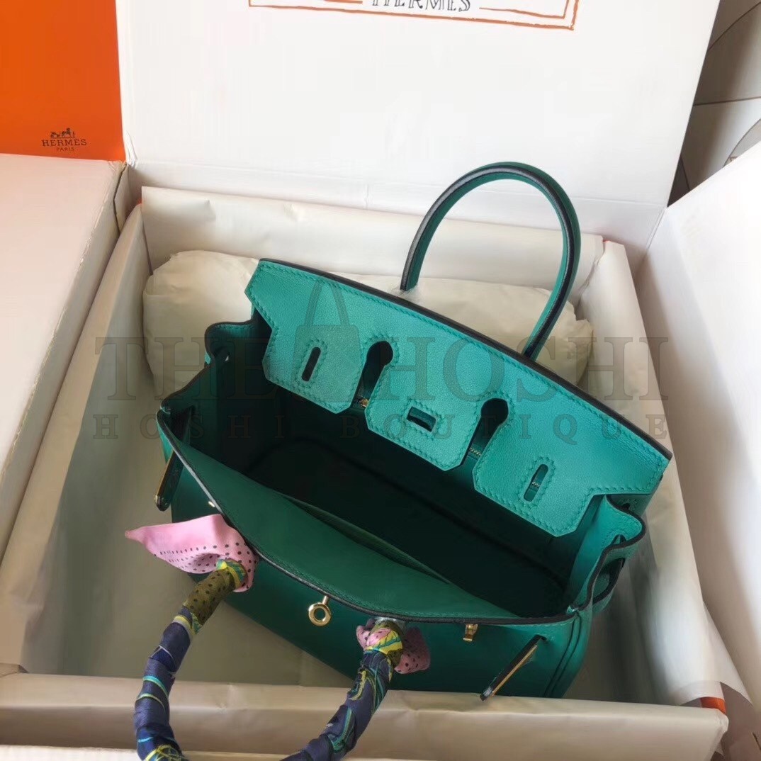 H**me5 Malachite Birkin 25cm Swift Handmade Bag Master Quality