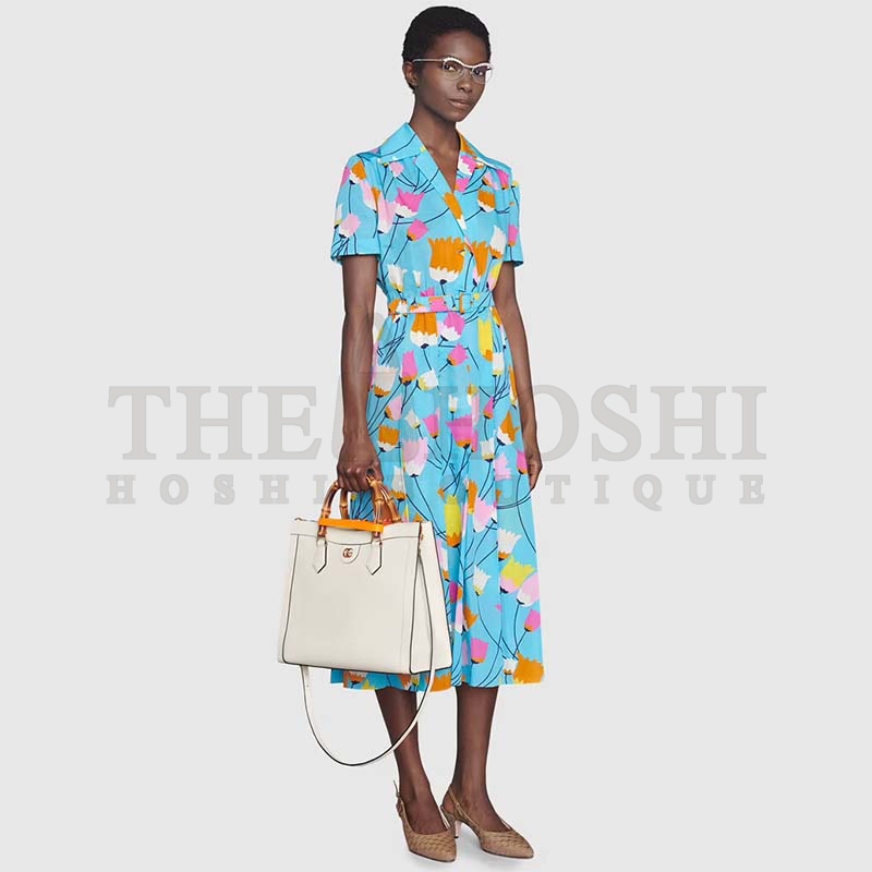 Gvc*1 Women Gvc*1 Diana Medium Tote Bag Double G ivory White Leather Bamboo Handles Master Quality