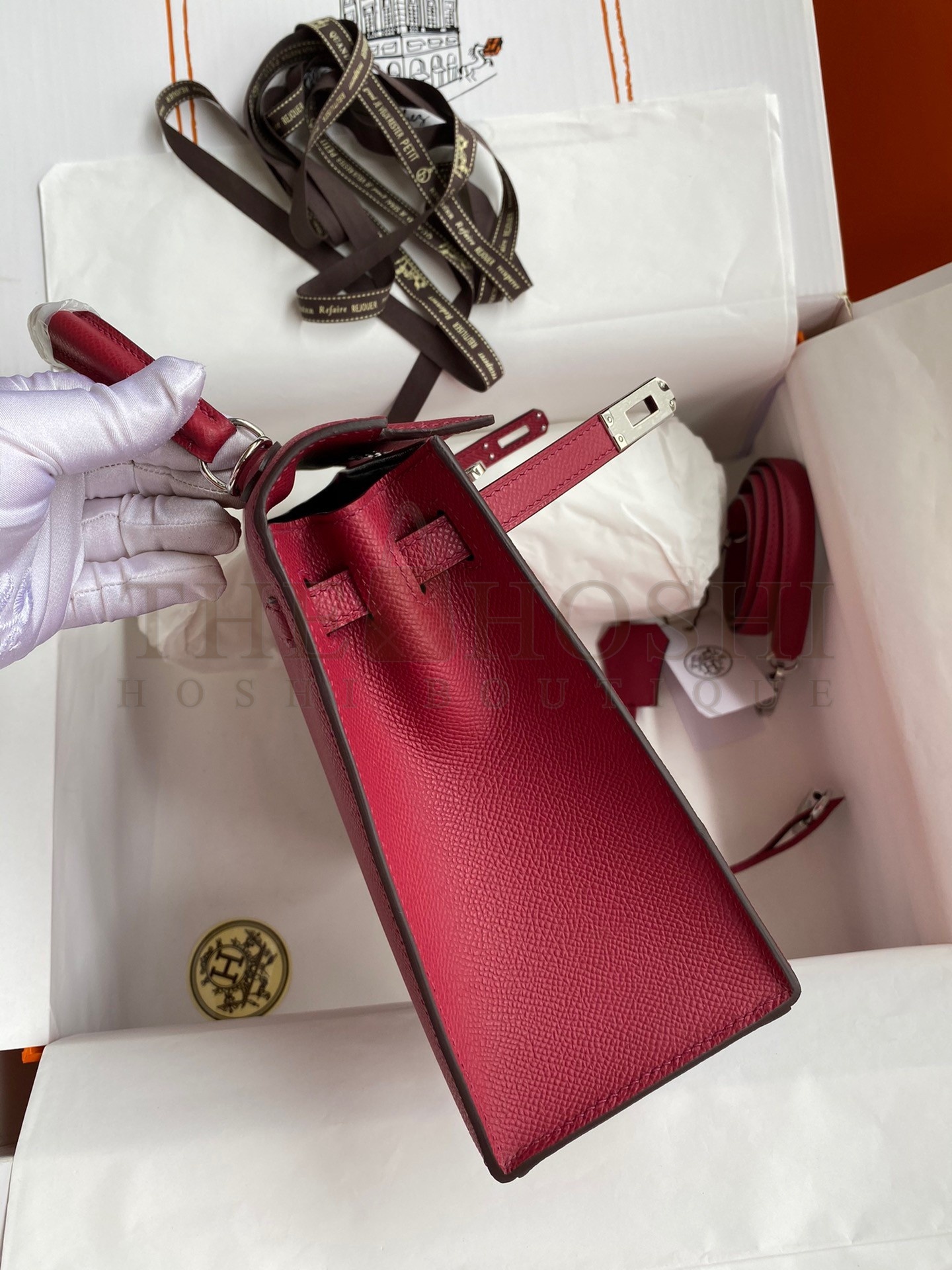 H**me5 Kelly Sellier 25 Handmade Bag In Ruby Epsom Calfskin Master Quality