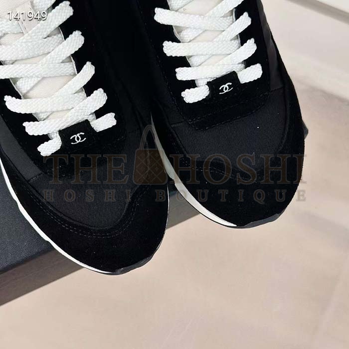 Ch**el Women CC Sneakers Fabric Suede Kidskin Suede Calfskin Navy Black Master Quality