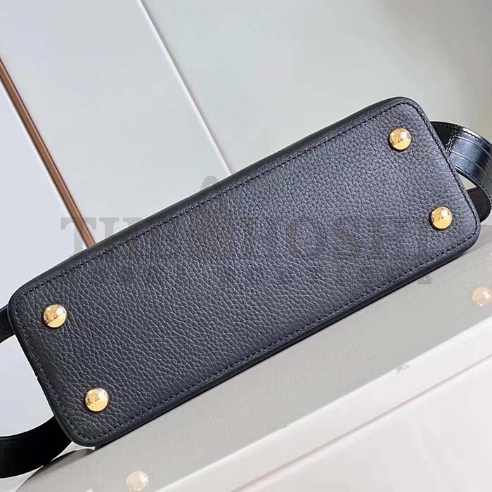 L0vis Vvtt0n LV Women Capucines MM Handbag Black Taurillon Cowhide Leather Master Quality