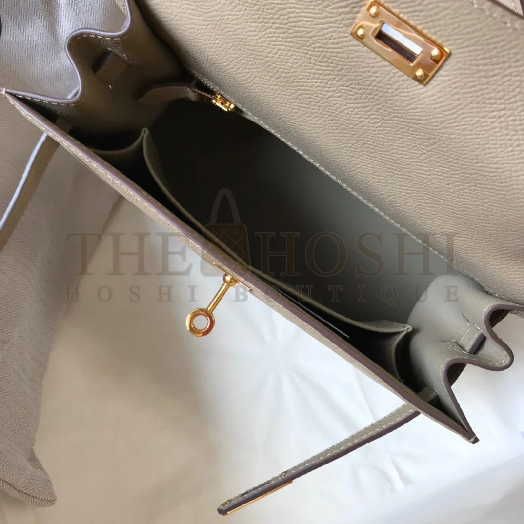 H**me5 Kelly 25cm Sellier Bag in Gris Tourterelle Epsom Calfskin GHW Master Quality
