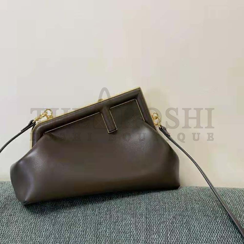 F**di Women First Small Dark Brown Leather Bag Master Quality
