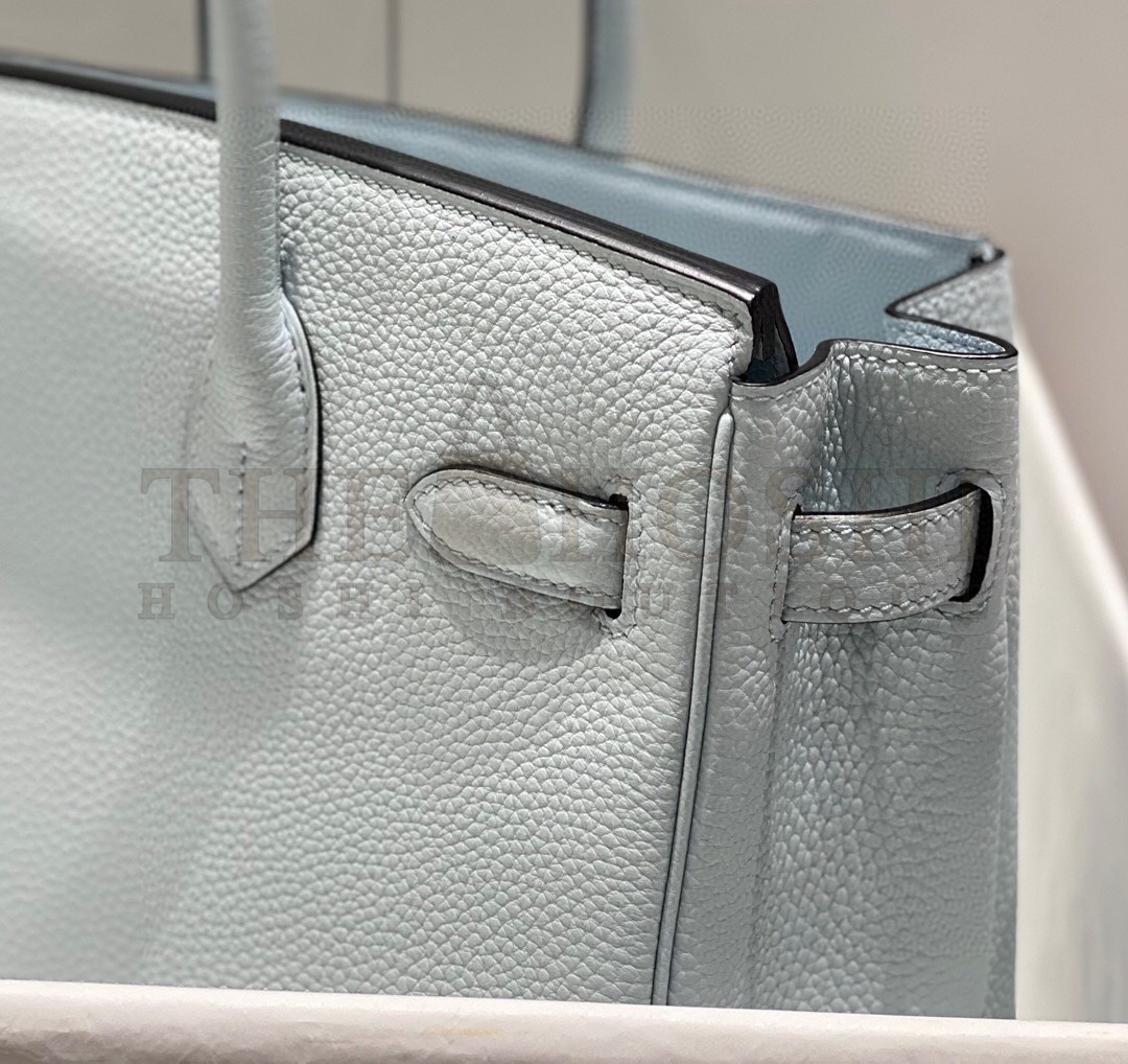 H**me5 Birkin 30cm Bag In Blue Brume Clemence Leather GHW Master Quality