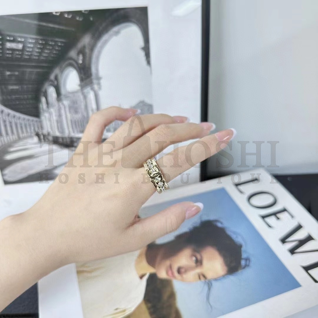 Ch**el Women CC Ring Metal Strass Gold Crystal Master Quality