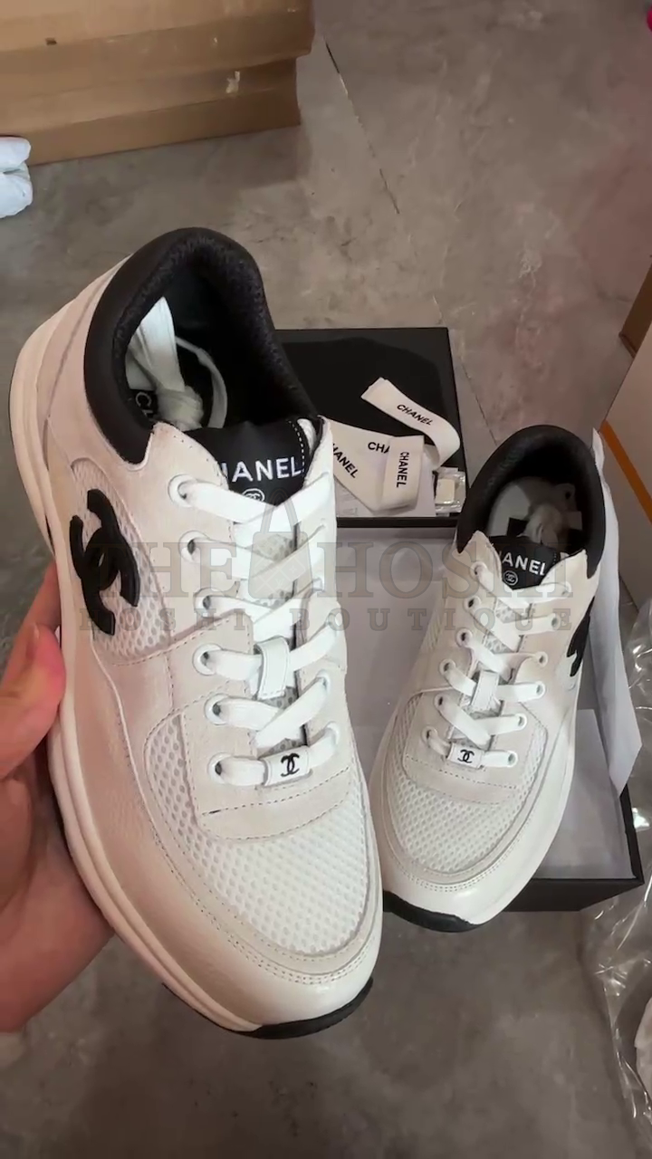 Ch**el sneaker real leather trainer CC Women Calfskin & Mixed Fibers Sneakers White shoes Master Quality