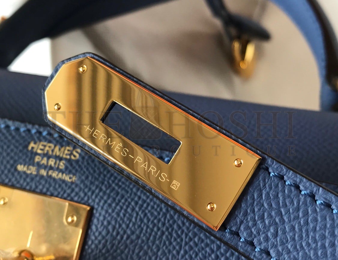 H**me5 Kelly 28cm Sellier Bag in Blue Agate Epsom Calfskin GHW Master Quality