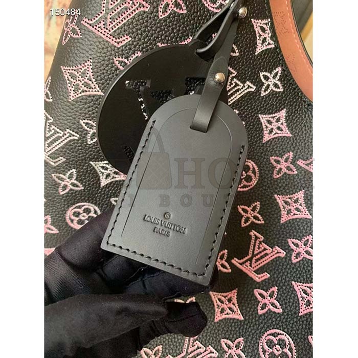 L0vis Vvtt0n LV Women Carmel Hobo Bag Black Perforated Mahina Calf Leather Master Quality