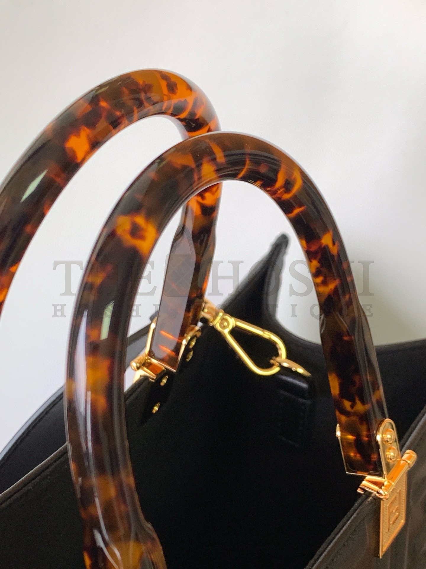 F**di Sunshine Medium Tote Bag In Black FF Calfskin Master Quality