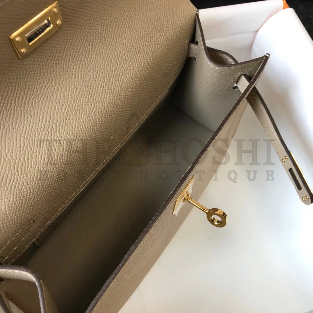 H**me5 Kelly Pochette Clutch Bag In Gris Tourterelle Epsom Leather Master Quality