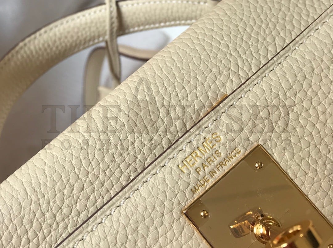 H**me5 Kelly 32cm Retourne Bag in Craie Clemence Leather GHW Master Quality