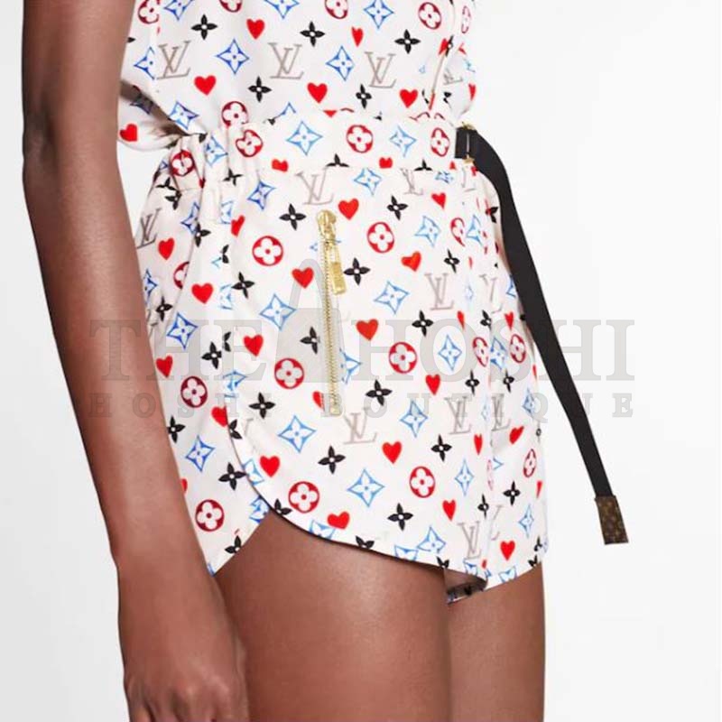 L0vis Vvtt0n Women Game On D-Ring Drawstring Jogging Shorts Monogram Canvas-White Master Quality