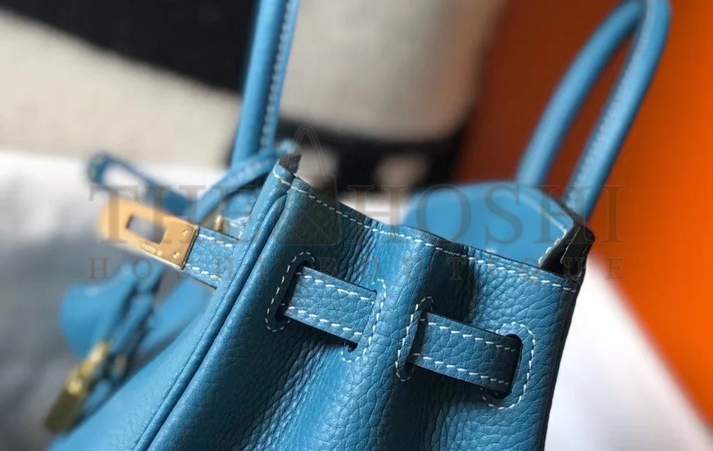 H**me5 Birkin 25 Bag In Blue Jean Clemence Leather with GHW Master Quality