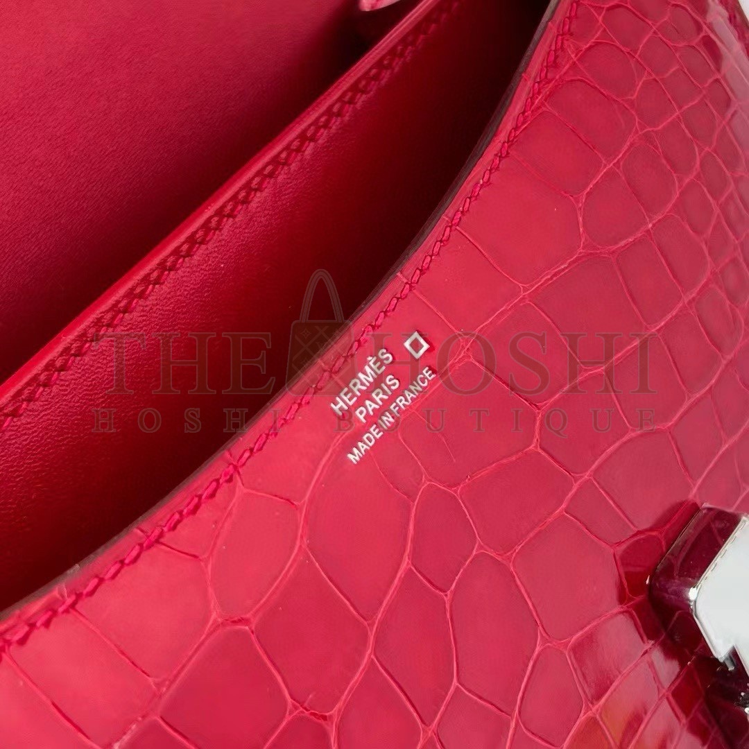 H**me5 Constance 18 Handmade Bag In Red Shiny Alligator Leather Master Quality