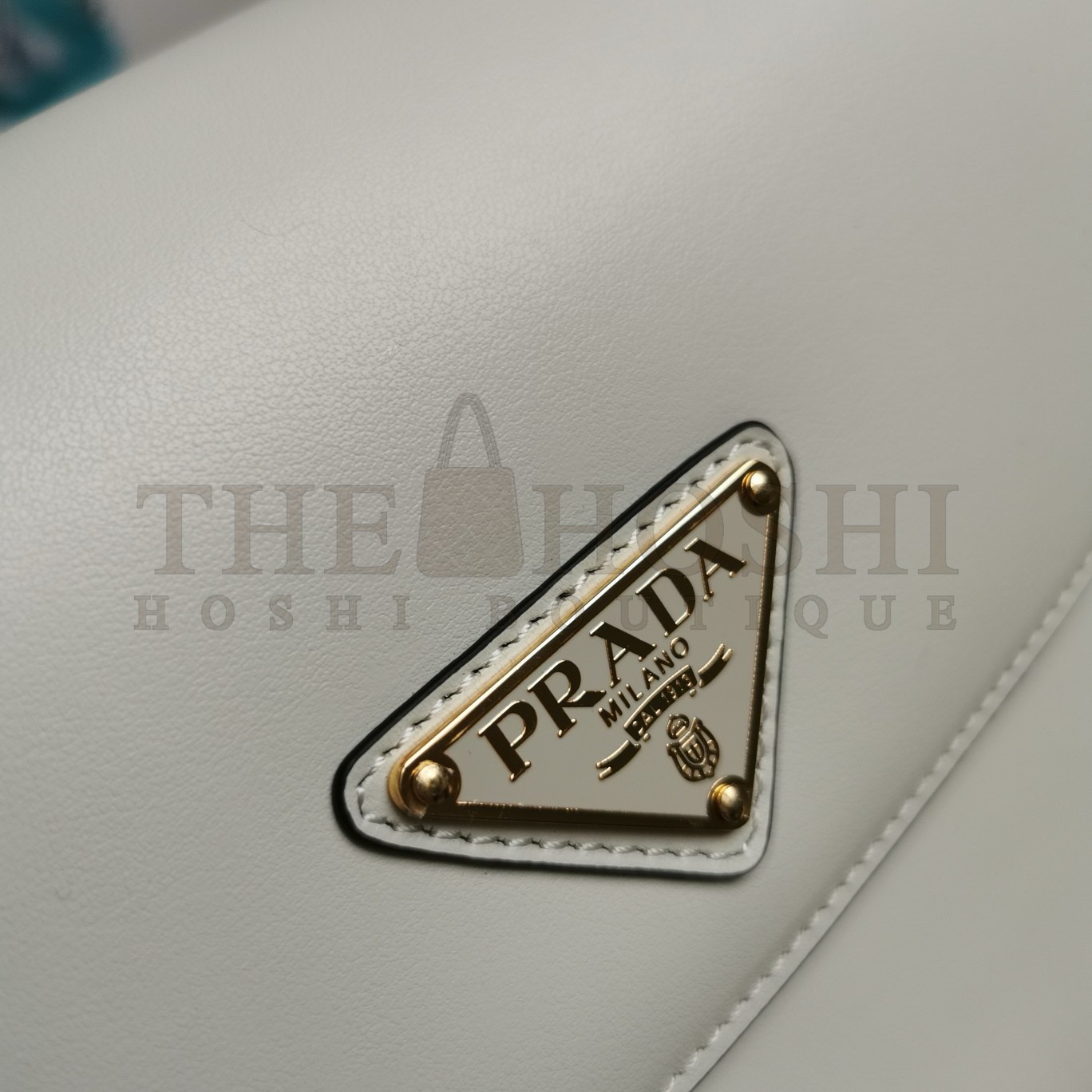 Pra*a Arque Shoulder Bag with Flap in White Leather Master Quality