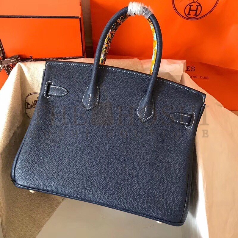 H**me5 Navy Blue Birkin 30cm Clemence Handmade Bag Master Quality
