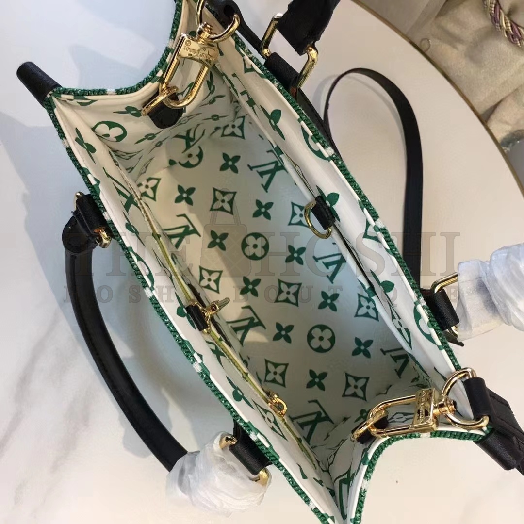 L0vis Vvtt0n LV Women OnTheGo PM Tote Bag Green Monogram Jacquard Velvet Master Quality