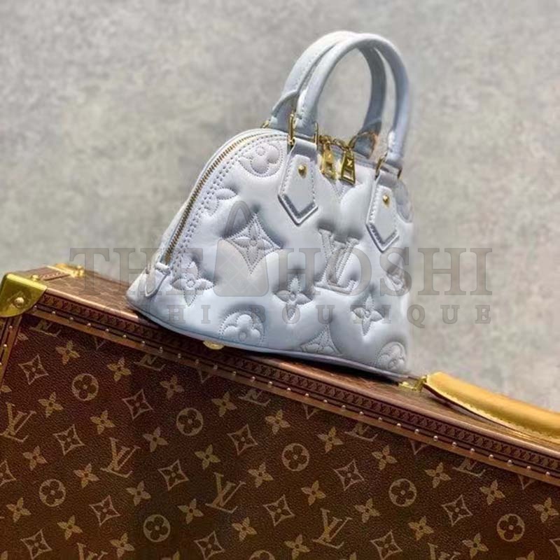 L0vis Vvtt0n LV Women Alma BB Handbag Blue Quilted Embroidered Smooth Calf Master Quality