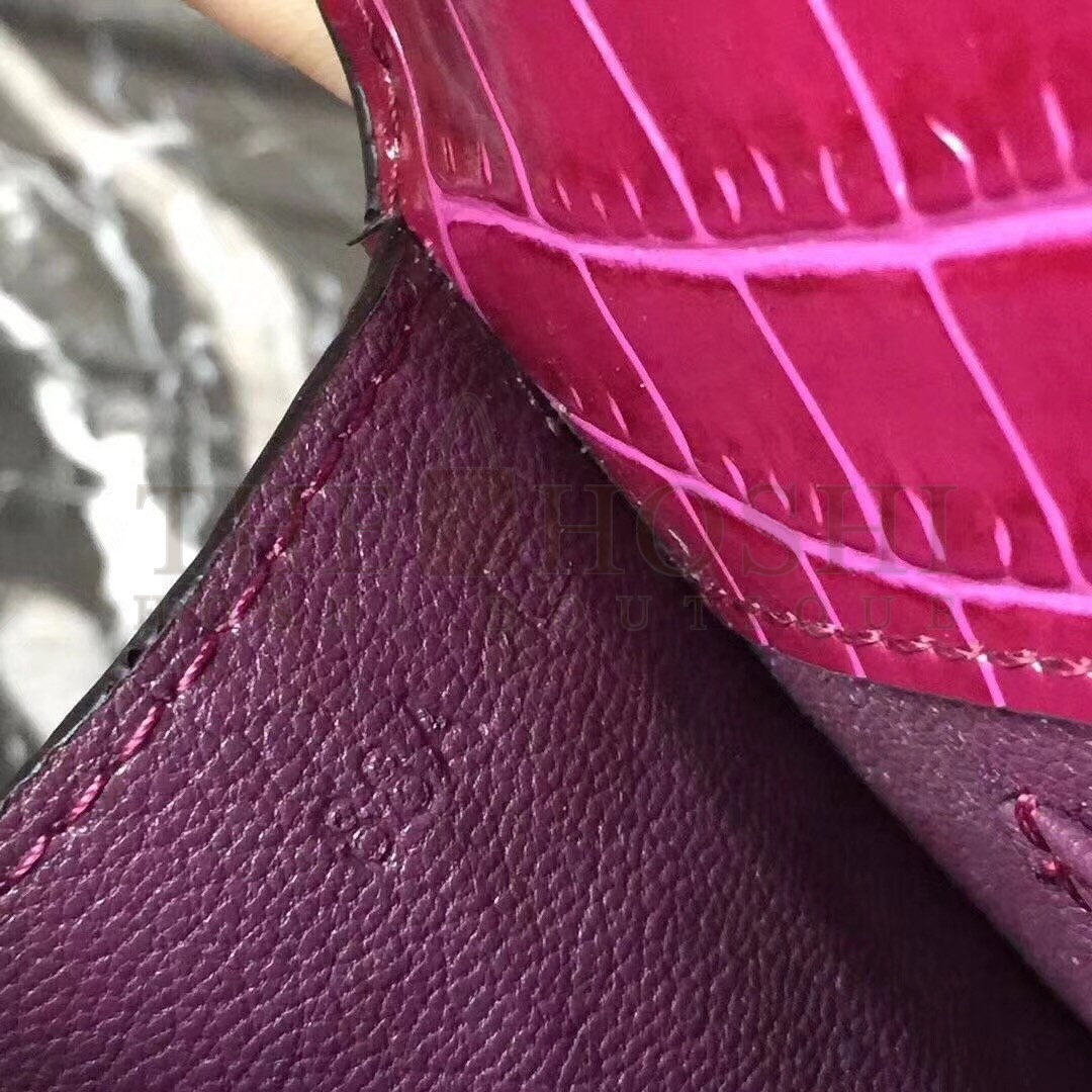 H**me5 Medor Clutch Bag In Fuchsia Crocodile Leather Master Quality